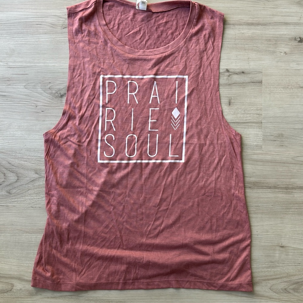 Dusty rose women’s large Prairie Soul tank